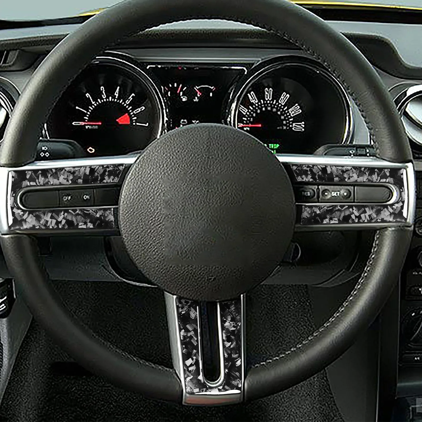 

For Ford Mustang GT 2005 2006 2007 2008 2009 Accessories Carbon Fiber Car Interior Steering Wheel Panel Trim Sticker Decoration