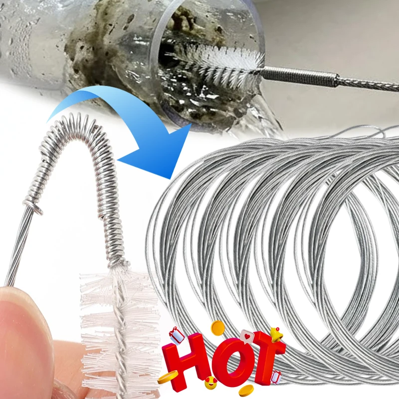 Long Handled Sunroof Drain Cleaner Brush Drain Accessories Foldable Car Drain Cleaner Pipe Cleaning and Coil Cleaning Kit