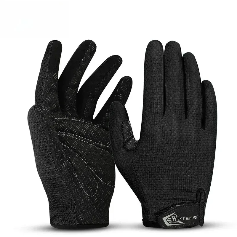 

For WEST BIKING Summer Cycling Gloves Full Finger MTB Bike Gloves Touch Screen Non Slip Silicone Palm Driving Riding Gloves