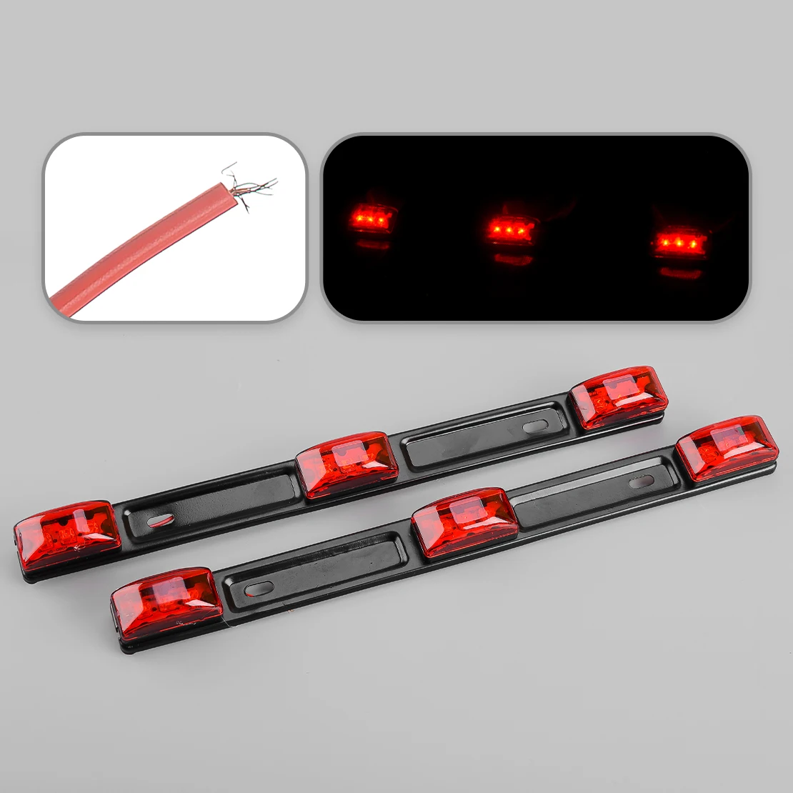 12V 3W IP67 2pcs Stainless Red LED Rear Clearance ID Marker Light Bar Fit for Truck Trailer Pickup Boat Tail Lamp