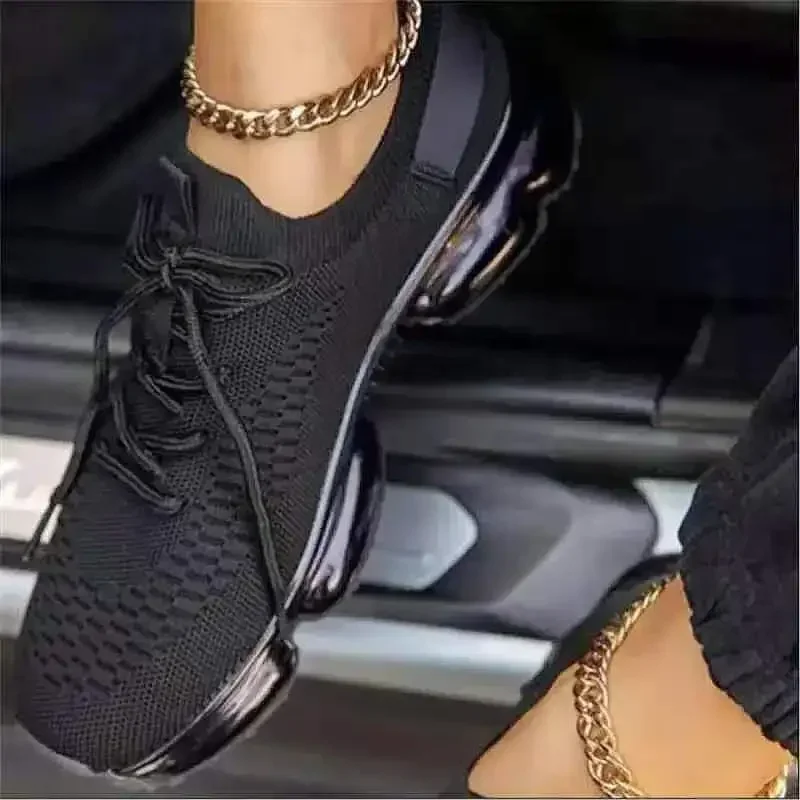 Women\'s Sports Shoes Fashion Trend 2023 New Stretch Fabric Ladies Breathable Casual Basketball Shoes 43 Large Size Sports Shoes