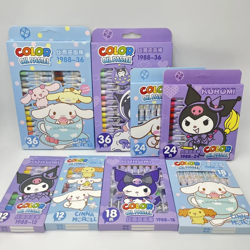 Sanrio Kuromi Cinnamoroll Professional Oil Pastel Crayon Set 36 Colors Painting School Supplies Stationery Art Birthday Gifts