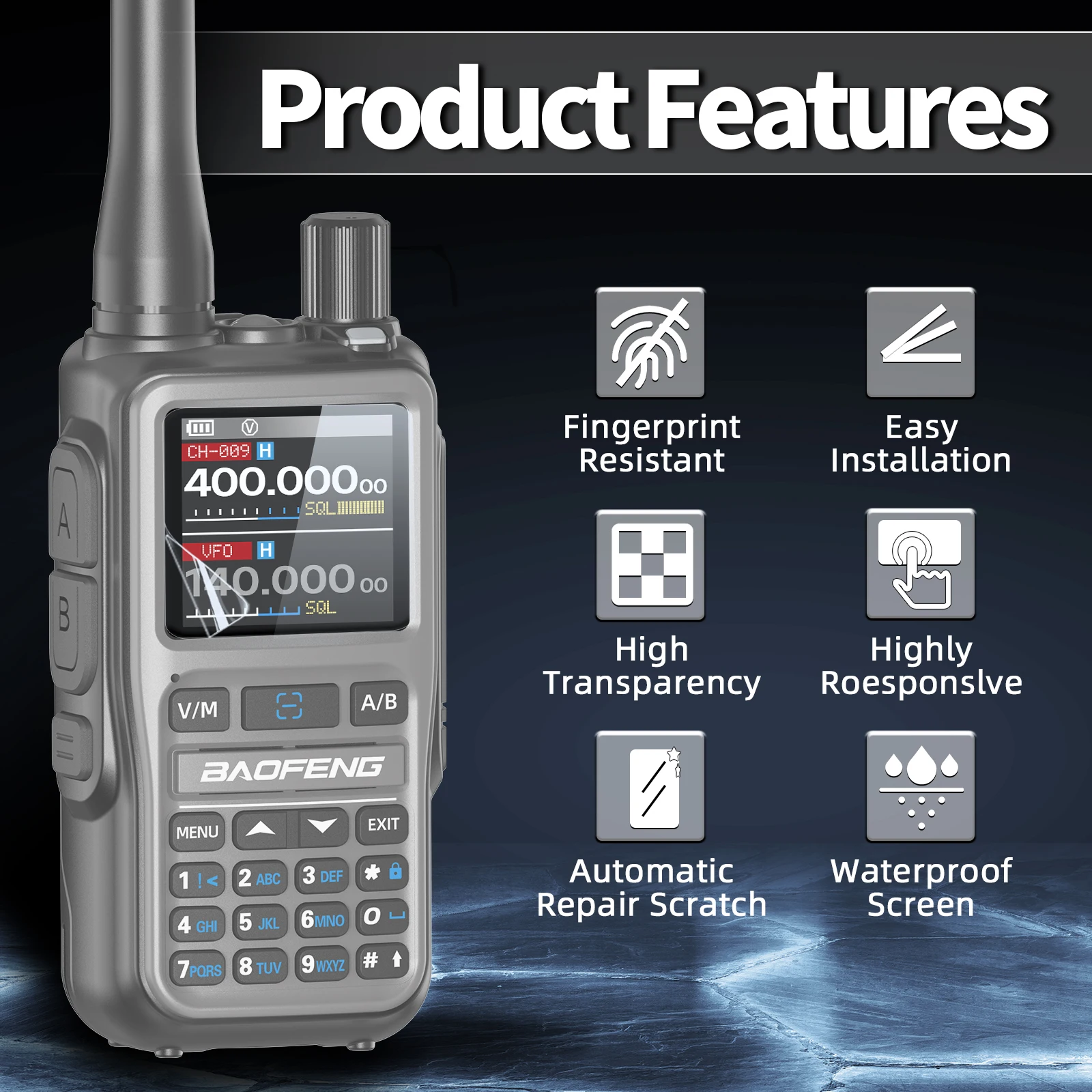 BAOFENG UV-5R Mini Walkie Talkie Screen Protector Cover Protective Film Waterproof compatible with UV-5R Mini Mini-5  Ham Radio