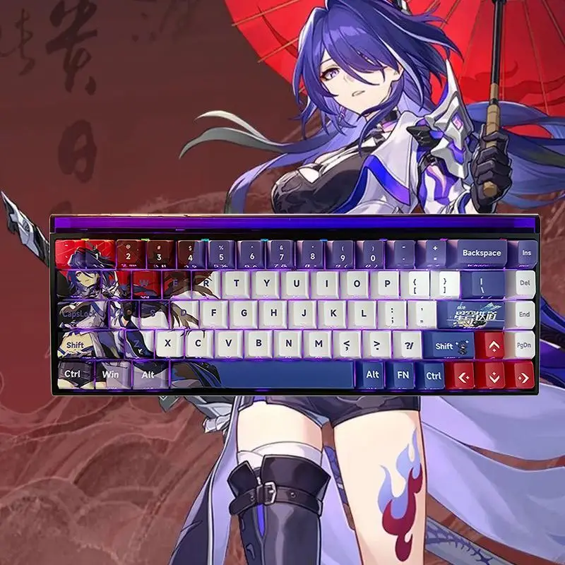 

100 Keys Honkai: Star Rail Anime Keycaps Acheron Theme Keycap PBT Cherry Profile Key Cap for Mechanical Keyboard Accessories