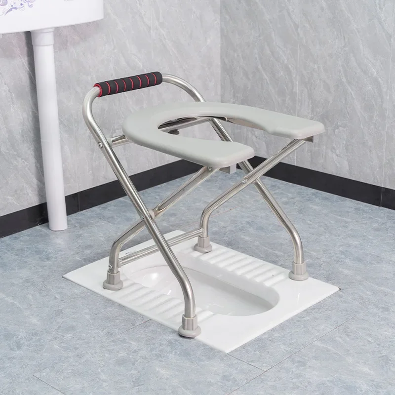 Foldable Toilet Chair  for The Elderly Pregnant Women Toilet Stool Movable Potty Chairs Steel Multifunction Bathroom Stools