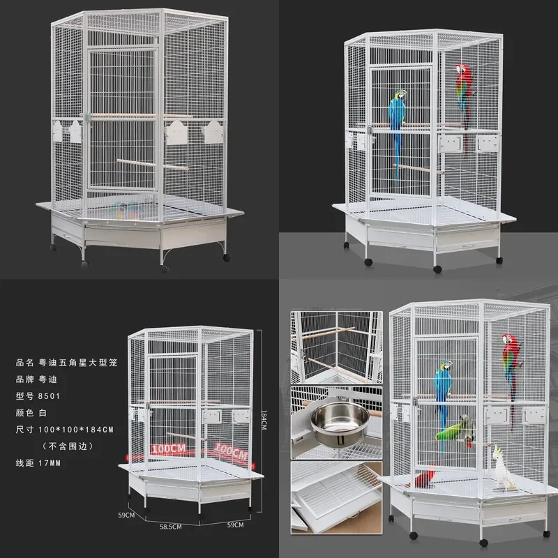 For Macaw Gray Parrot Luxury Oversized Wrought Iron Bird Cage Extra Large Metal Sunflower Design Durable Spacious Habitat