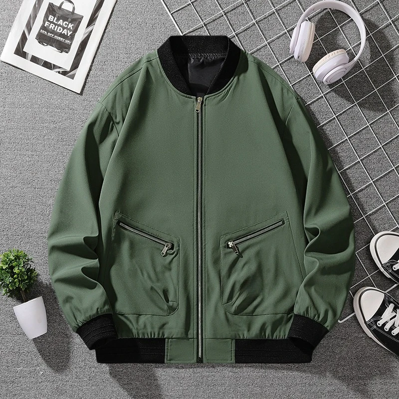 

New Stand Collar Jacket Fashionable Casual Plus Size Men Jacket 7XL 8XL Loose Zipper Coat Spliced Pockets Design Men's Clothing