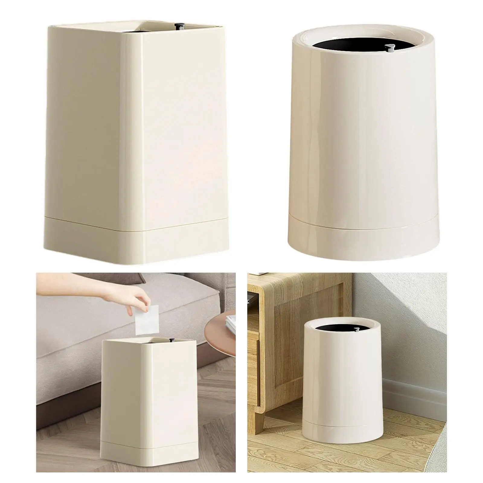 

Trash Can Wastebasket with 360° Universal Wheels Minimalist Stylish Decorative Paper Basket for Office Entryway Hotel Bedroom