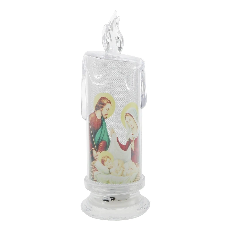 Jesus Virgin Christ Lamp Romantic Tealight Electronic Flameless LED Devotional Prayer Candles Light Religious Decoration