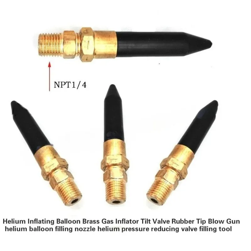 1pc 15MPa Brass Helium Balloon Inflator Tilt Valve Rubber Tip Blow Gun Filling Nozzle