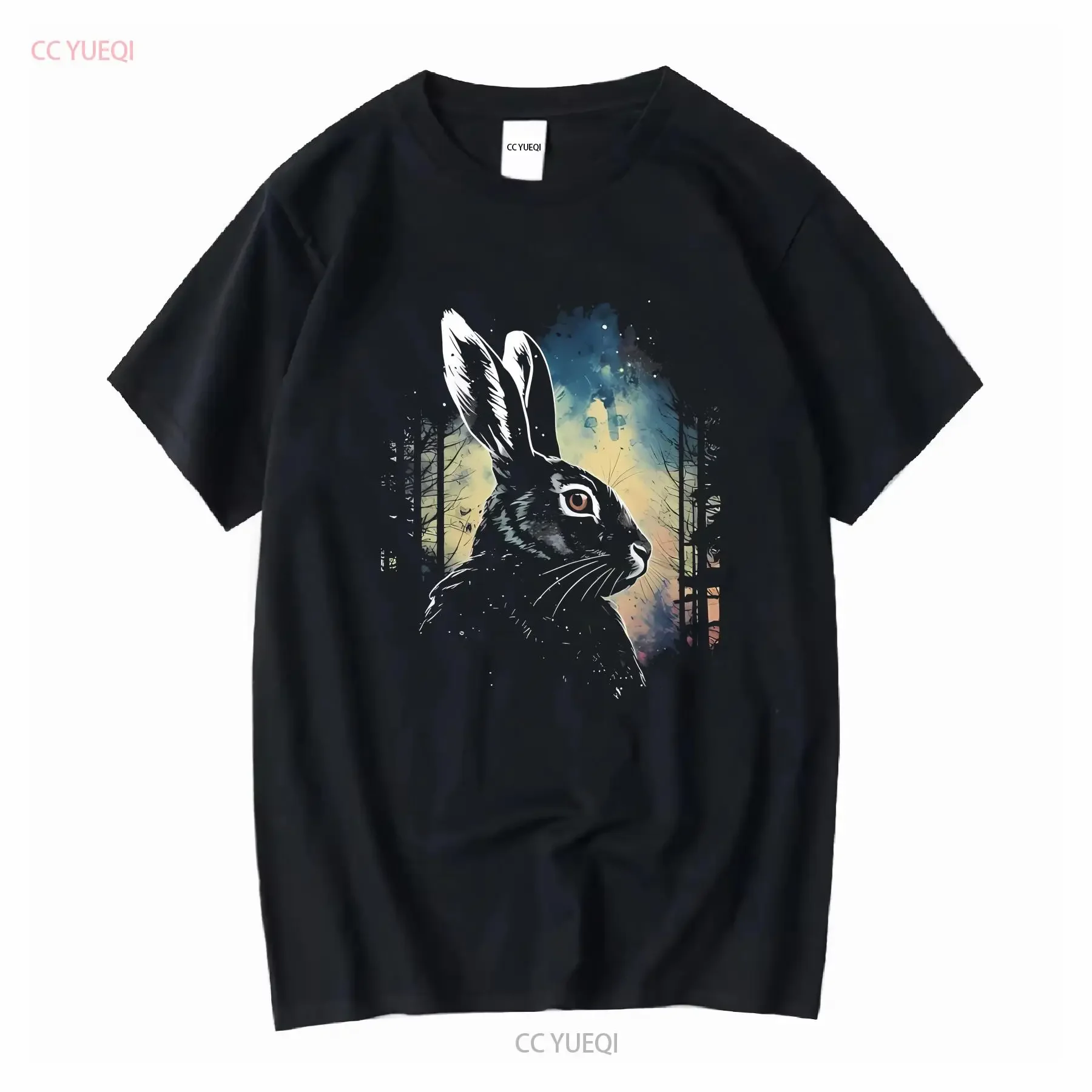 

Rabbit T Shirt Bunny s lover Animal Silhouette tee Forest long or short sleeves vintage Washed Stylish streetwear