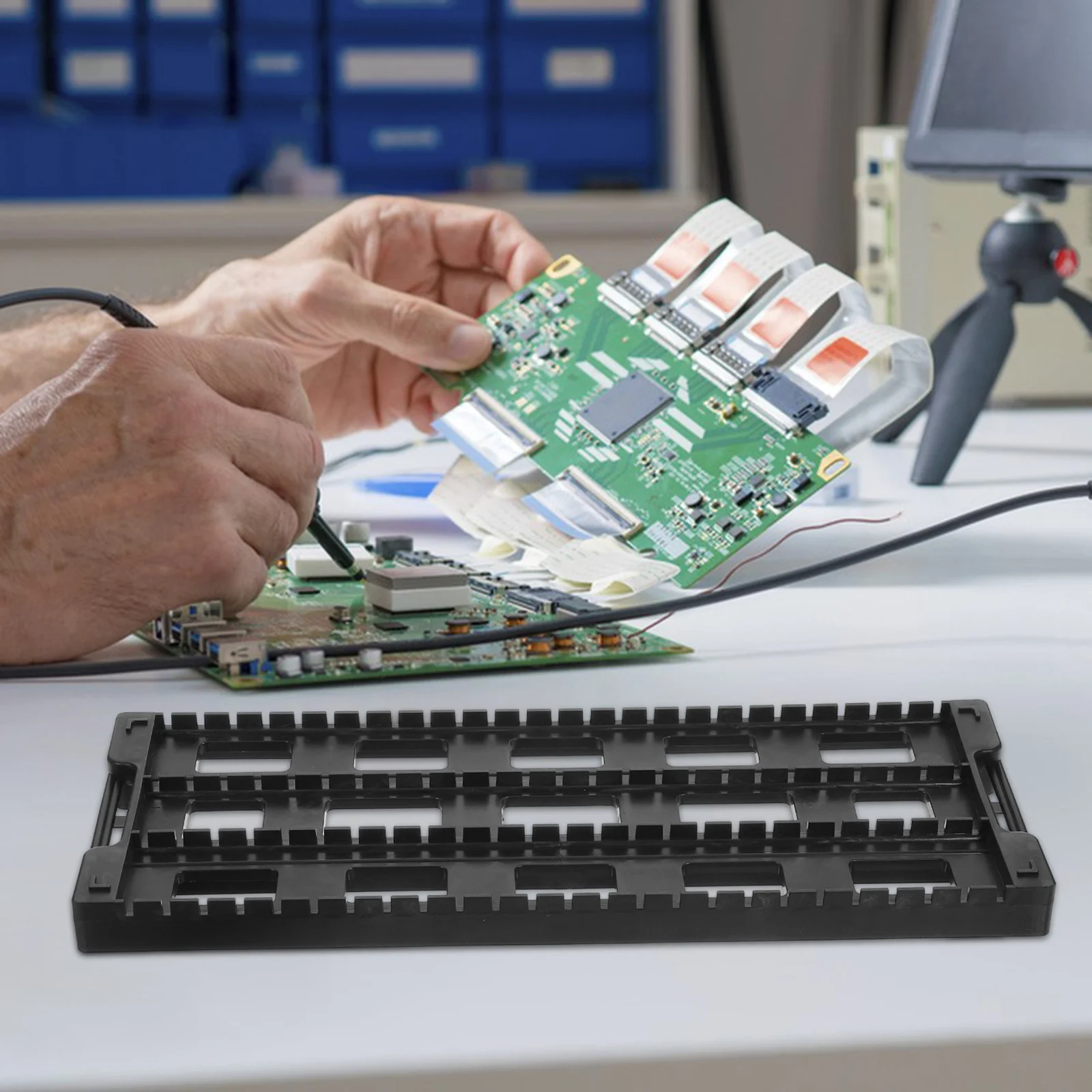 

25-Slot Anti-Static Pcb Tray Circuit Board Bracket Easy Install Remove Static Bar Frame Pcb Rack Anti-Static Bar Bracket