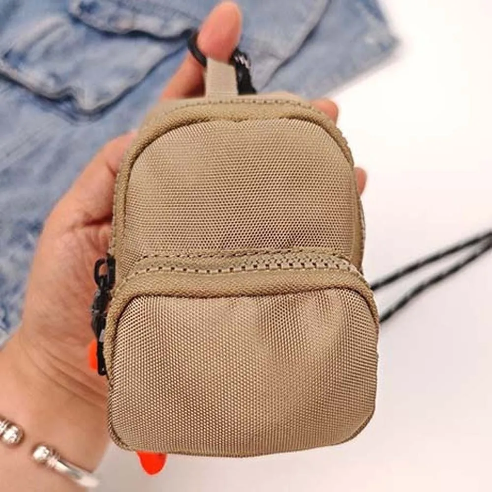 Square Hanging Neck Coin Purse Casual Anti-splash Water Oxford Cloth Mini Wallet Contrast Color Zipper Bag