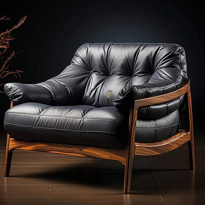 New Chinese walnut sofa chair single leisure living room balcony solid wood recliner light luxury modern tiger chair new