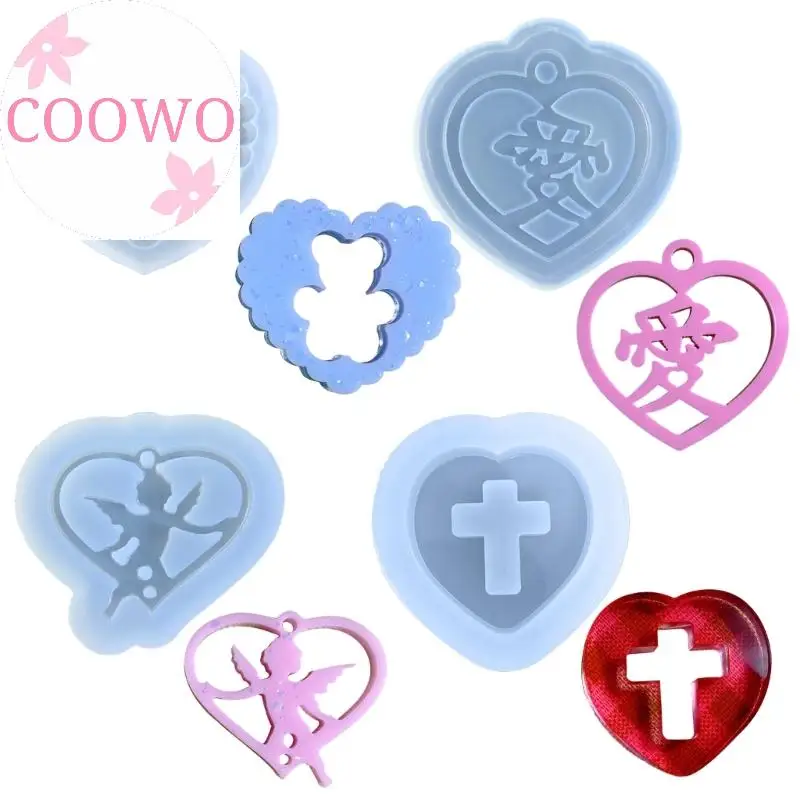 Silicone Keychain Moulds Pendant Mold Heart Shaped Hand-Making Pendant Tools Silicone Keychain Moulds Pendant Mold Heart Shaped