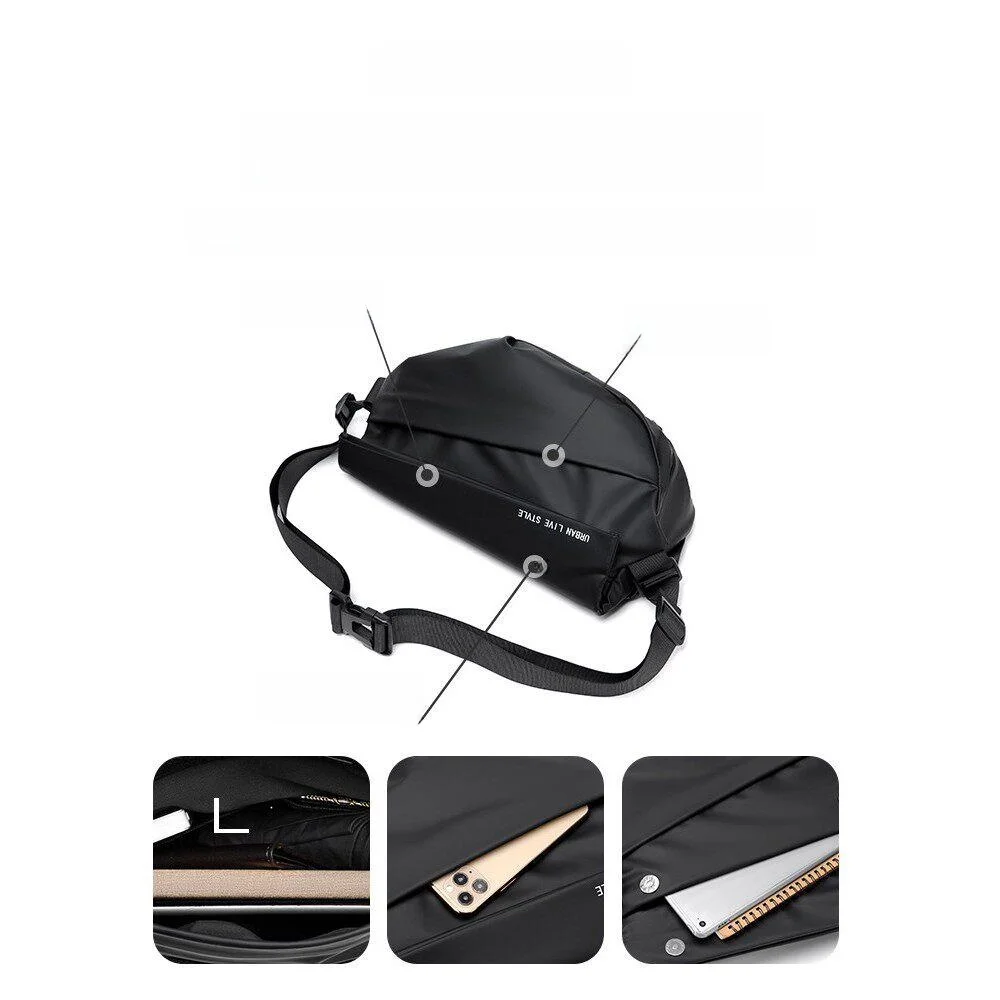 Men's Large Capacity Motorcycle Riding Waterproof Crossbody Bag Oxford Cloth Magnetic Buckle Casual Style Shoulder Bag