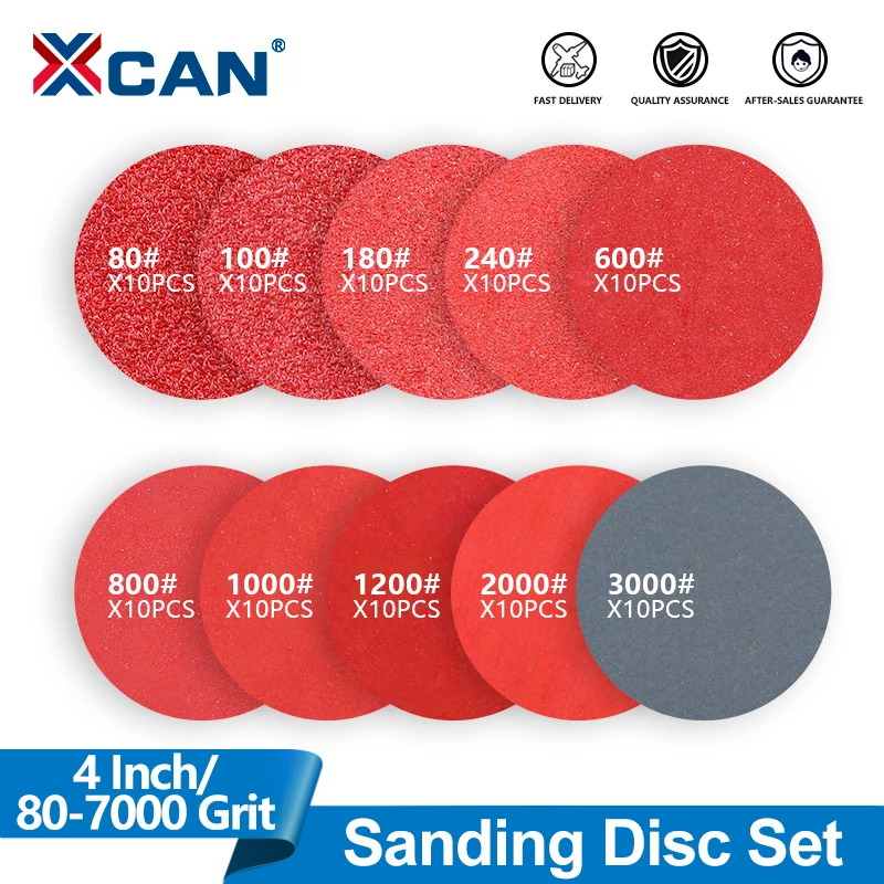 

XCAN 4 Inch Polishing Disc 80-7000 Grit Abrasive Polishing Pad Kit Flocking Sanding Discs Round Sandpaper for Rotary Tool