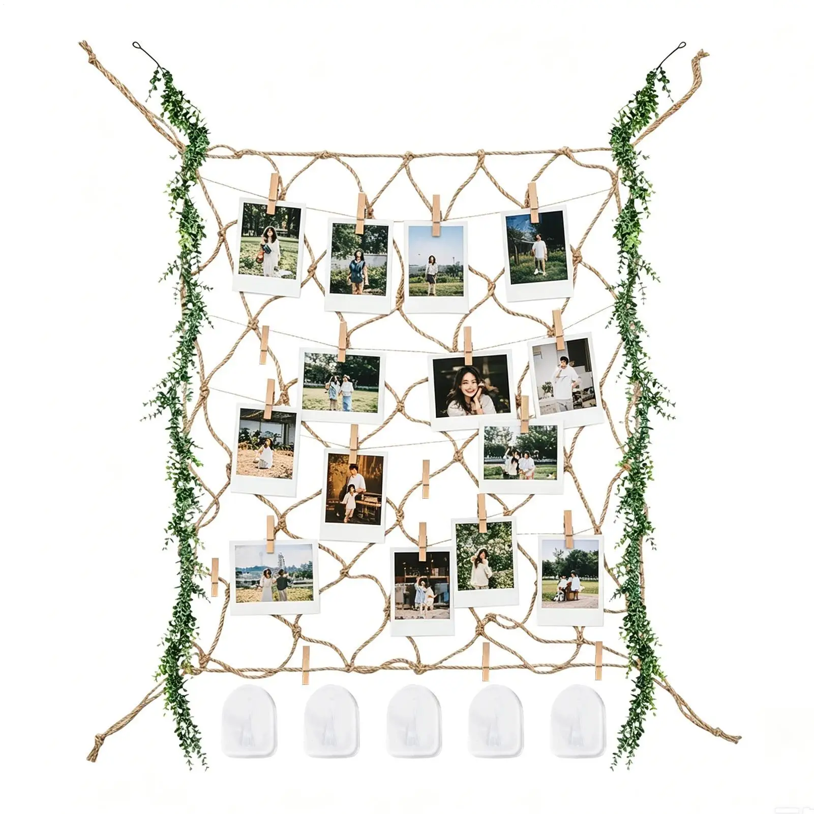 Fishing Net Picture Wall 39.4x39.4 Inch Fish Net Party Decorations Photo Display Wall with Clips for Wedding Birthday Party