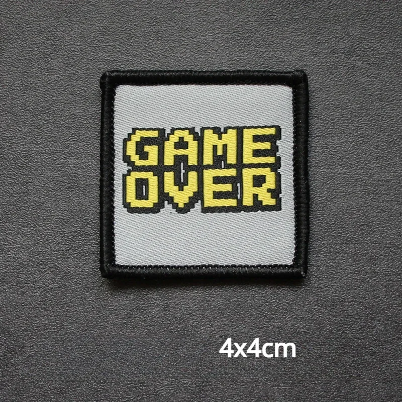 Square 4 Cm Mini Morale Badge Mark Hook and Loop Patch Game Over LUCK Tactical Backpack DIY Cute Armband Stickers