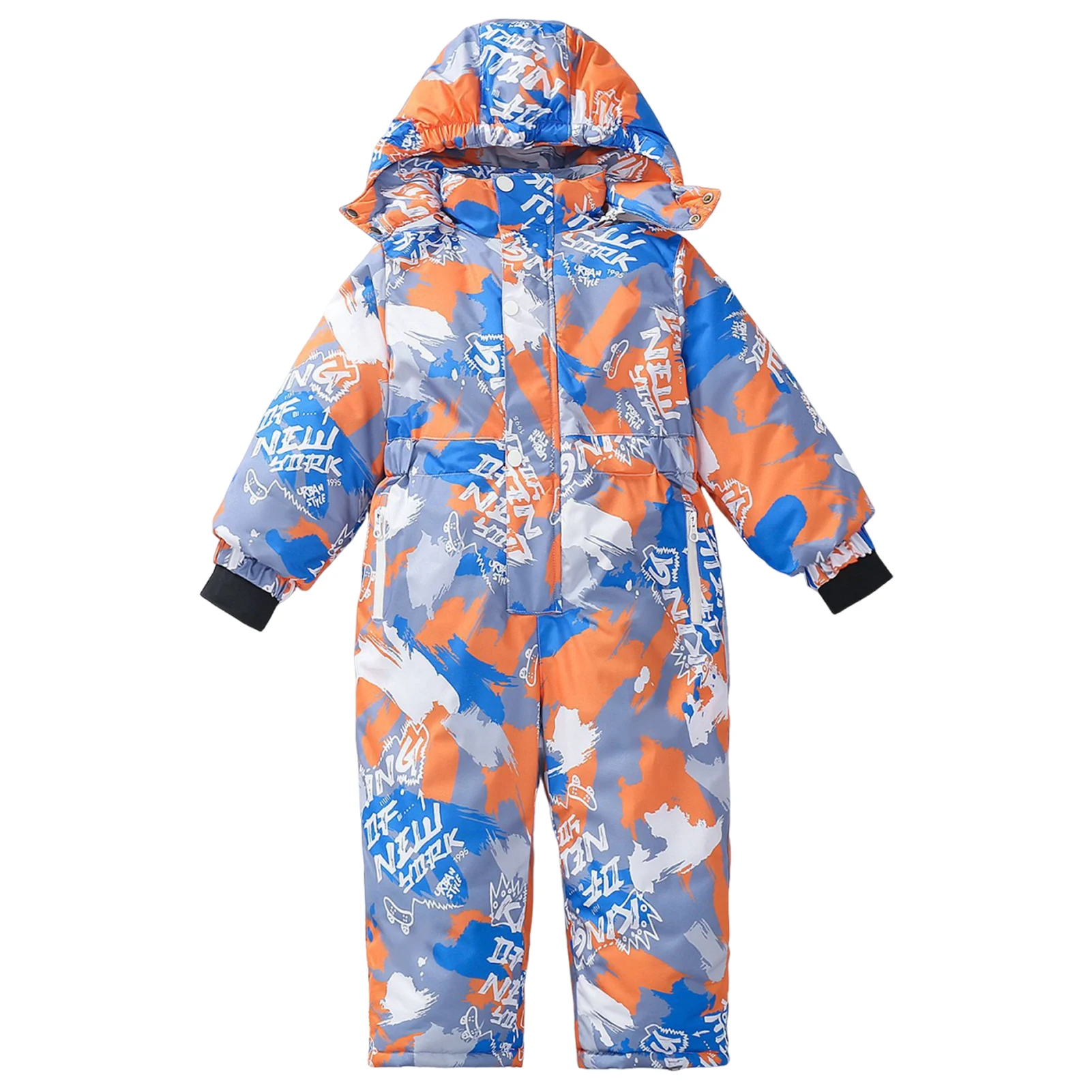 Girls' Snowboarding Wear,One-piece Winter Kids Ski Suit,Boys Hooded Jumpsuits,Waterproof Windproof Printed Children's Snowsuits