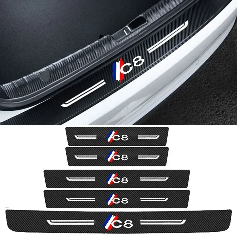 Carbon Fiber Welcome Pedal Protection, for C8 Front and Rear Door Anti Stepping Stickers, Car Door Sill Strips For Citroen