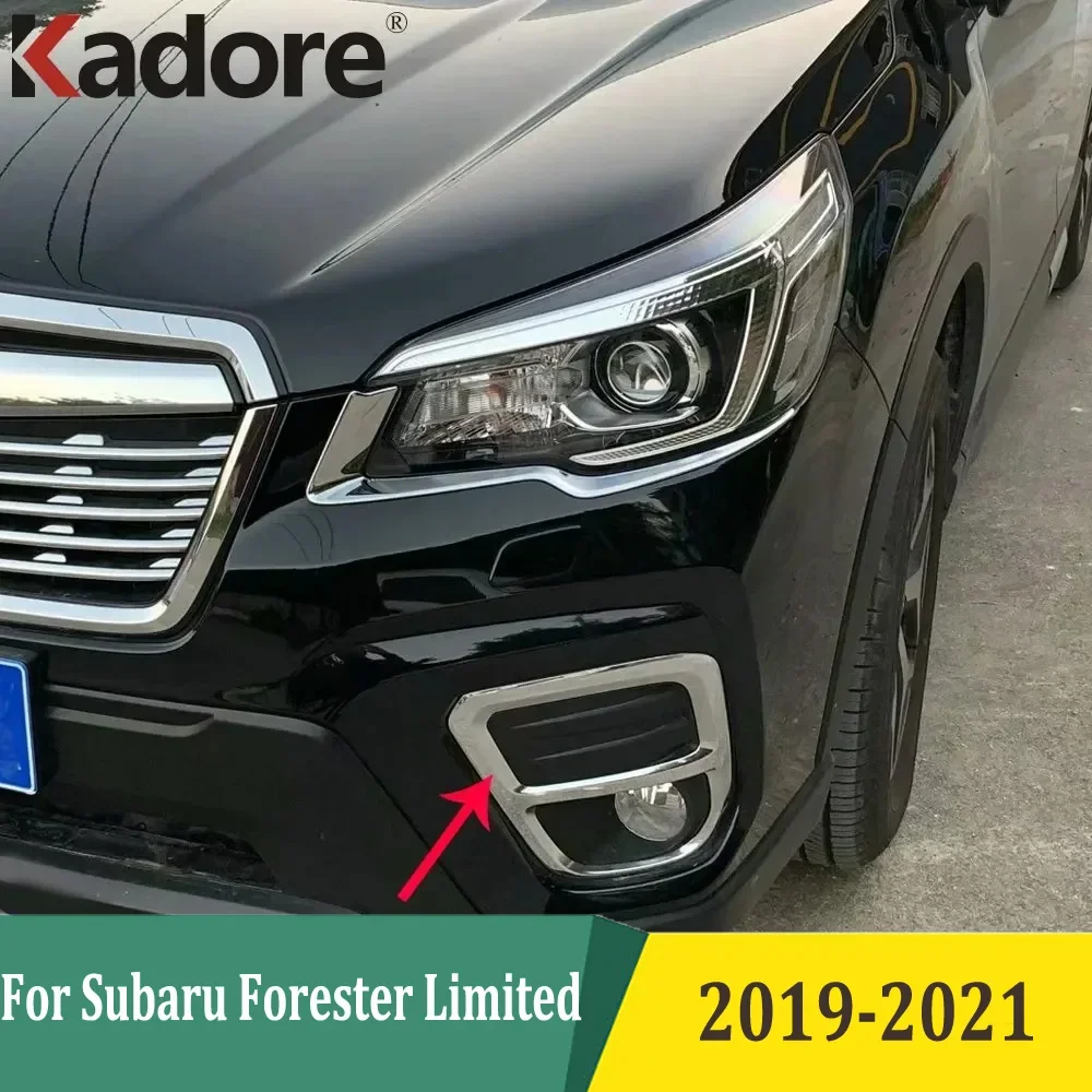 For Subaru Forester Limited 2019 2020 2021 Chrome Front Foglight Cover Fog Light Lamp Trim Sticker Exterior Accessories