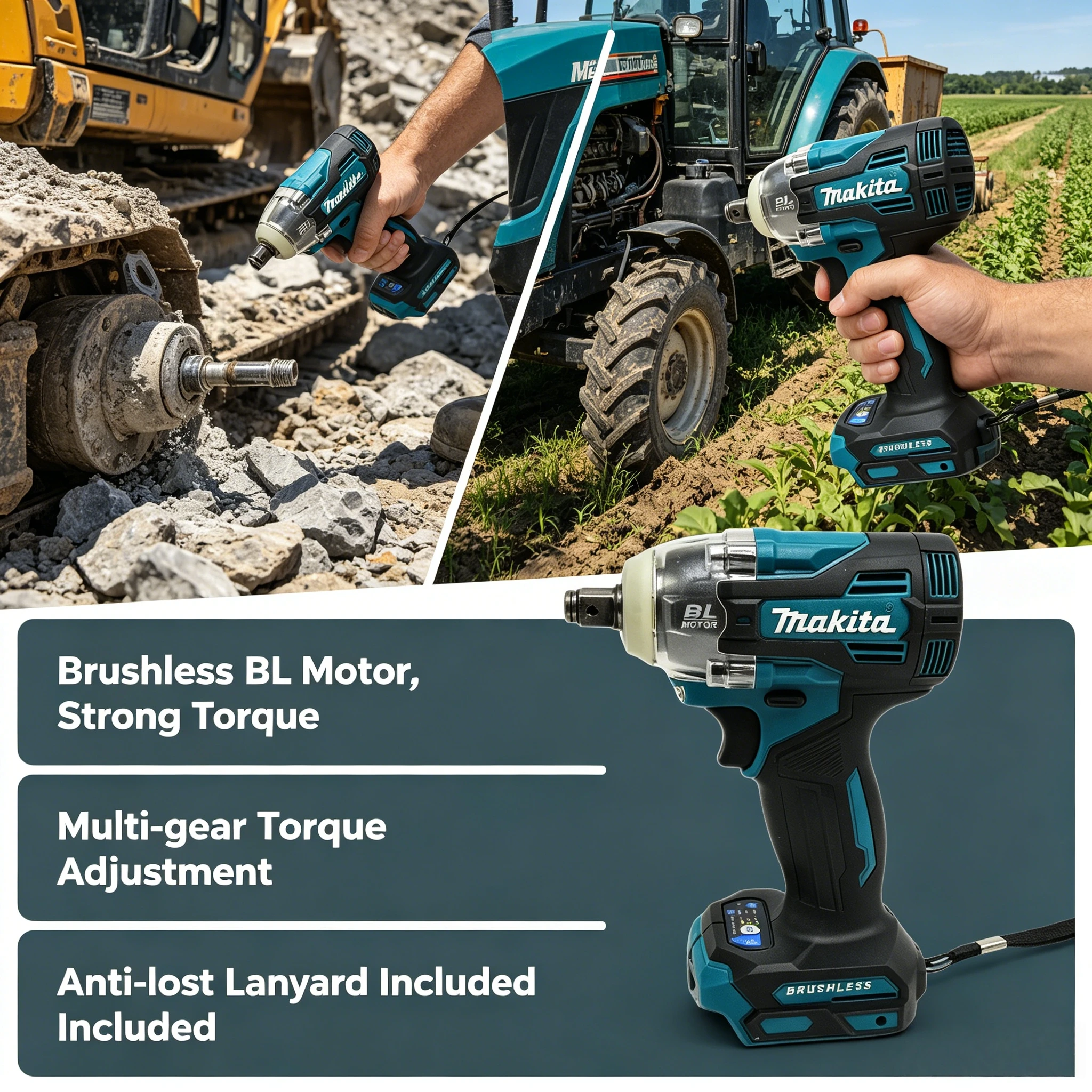 

Makita TW004G 18V Brushless Impact Wrench Ergonomic Handle for Car Tire Lug Nut Automotive Repair Power Tool（bare unit）
