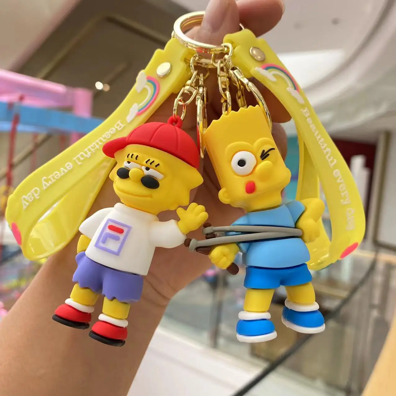 أنيمي عائلة سمبسنز المفاتيح الكرتون لطيف كيرينغ حقيبة ظهر الطالب سيارة مفتاح سلسلة هدايا عيد الميلاد