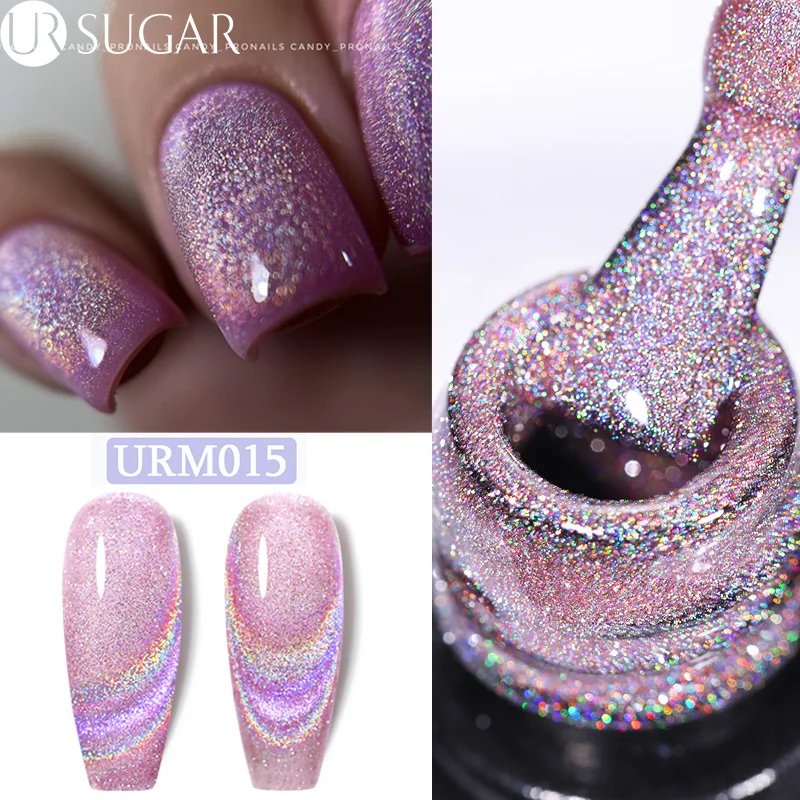 UR SUGAR 7.5ML Glistening Reflective Cat Magnetic Gel Nail Polish Sparkling Silver Blue Pink Summer Fresh UV LED Gel Manicure