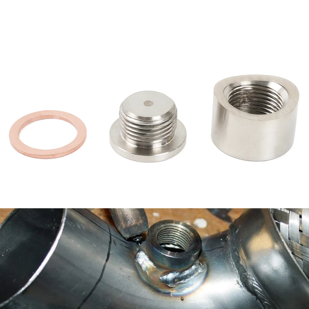 Stainless Steel O2 Oxygen Sensor Bung Mounting Bungs And Plugs Adapter With M18 x 1.5 Flat Or Notched Style Weld in Bung THB078