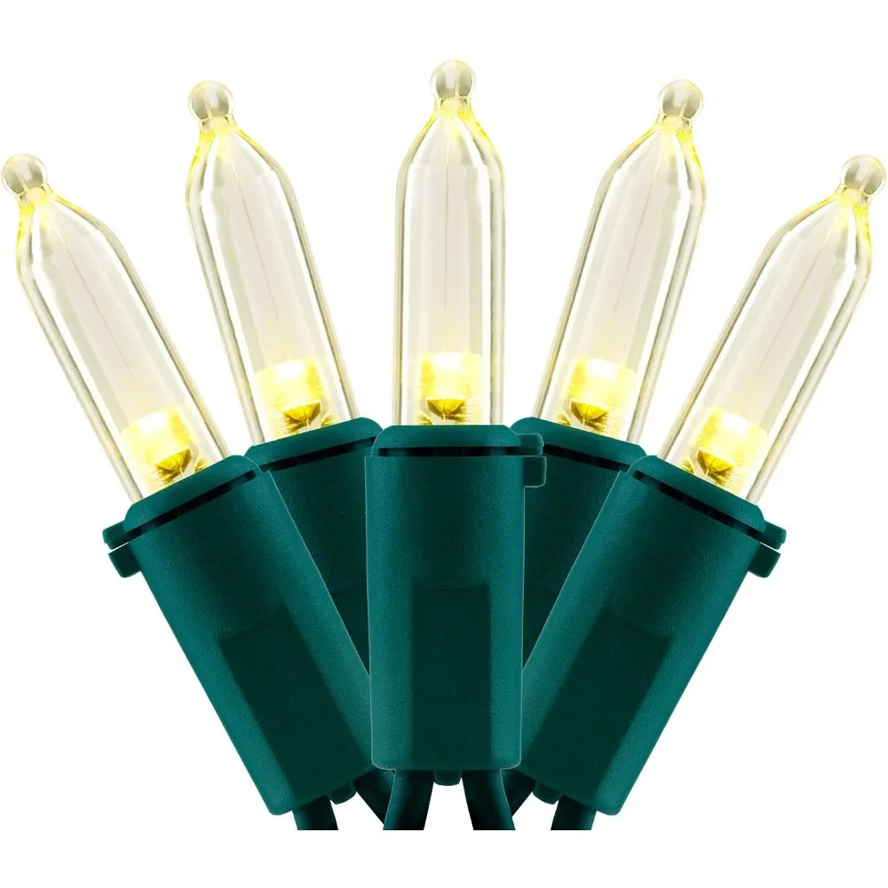 200 Warm White LED Christmas Lights on 66-Foot Green Wire, UL Certified Commercial-Grade Holiday String Lights Set