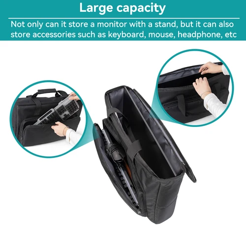 Imagen 2 del producto Estuche de Transporte para Monitor de PC, Bolsa de Viaje Acolchada, Resistente a Impactos y al Agua, con Correa para Pantallas de 24, 25, 27 y 32 Pulgadas