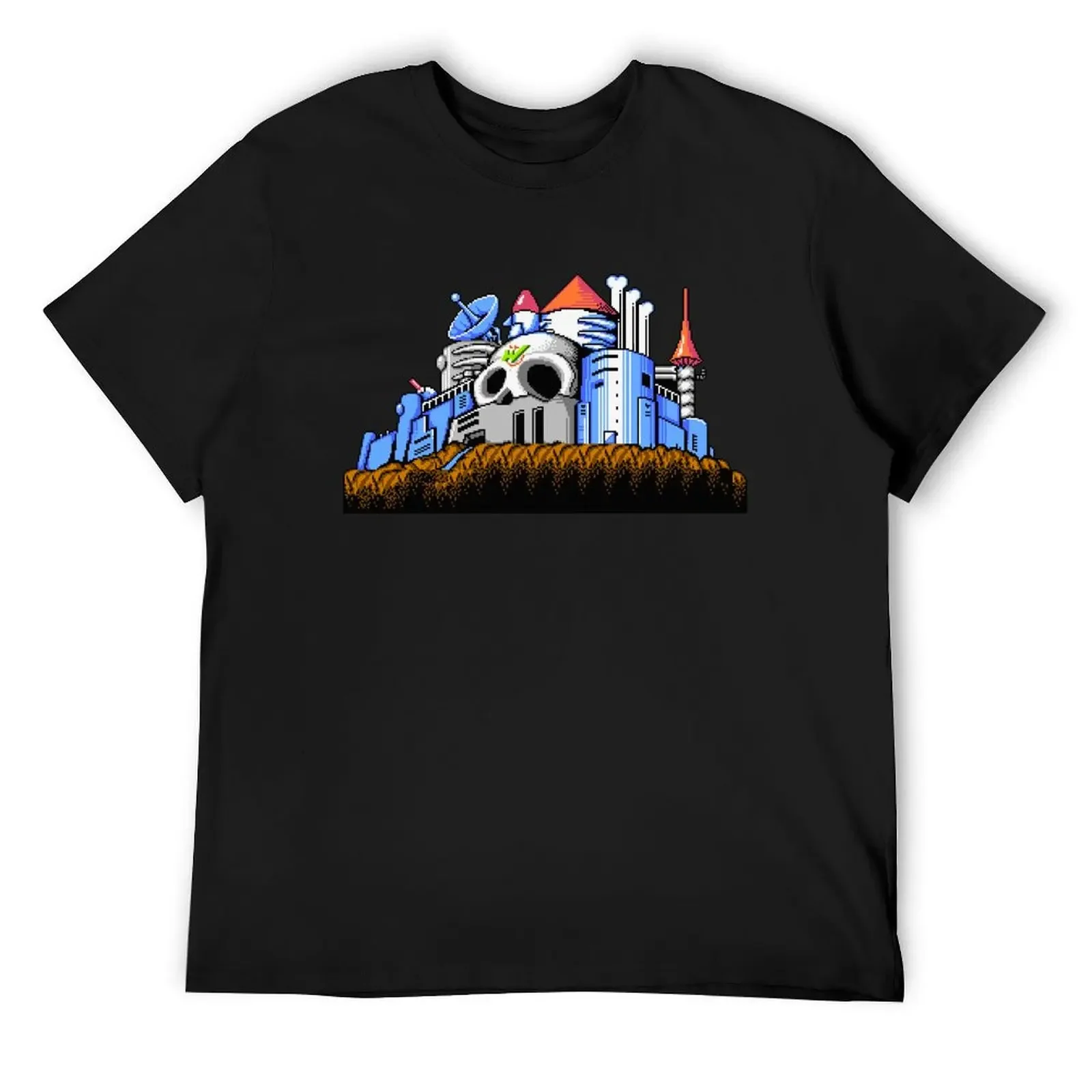 Dr Wily's Castle T-Shirt vintage graphic tee blue lock plus size tops oversized t shirt men