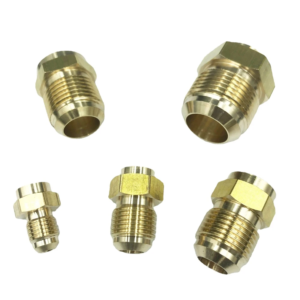 Brass Air Conditioner Coupling Forged SAE 1/4 3/8 1/2 3/4 fit UNF Thread Welding Straight Flare Connecting Pipe Fitting Adapeter