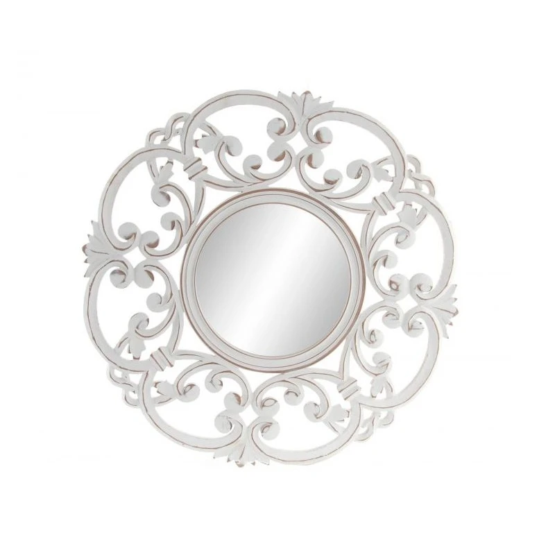 Wall murals wall mirror carved white wood 60 cm 138010