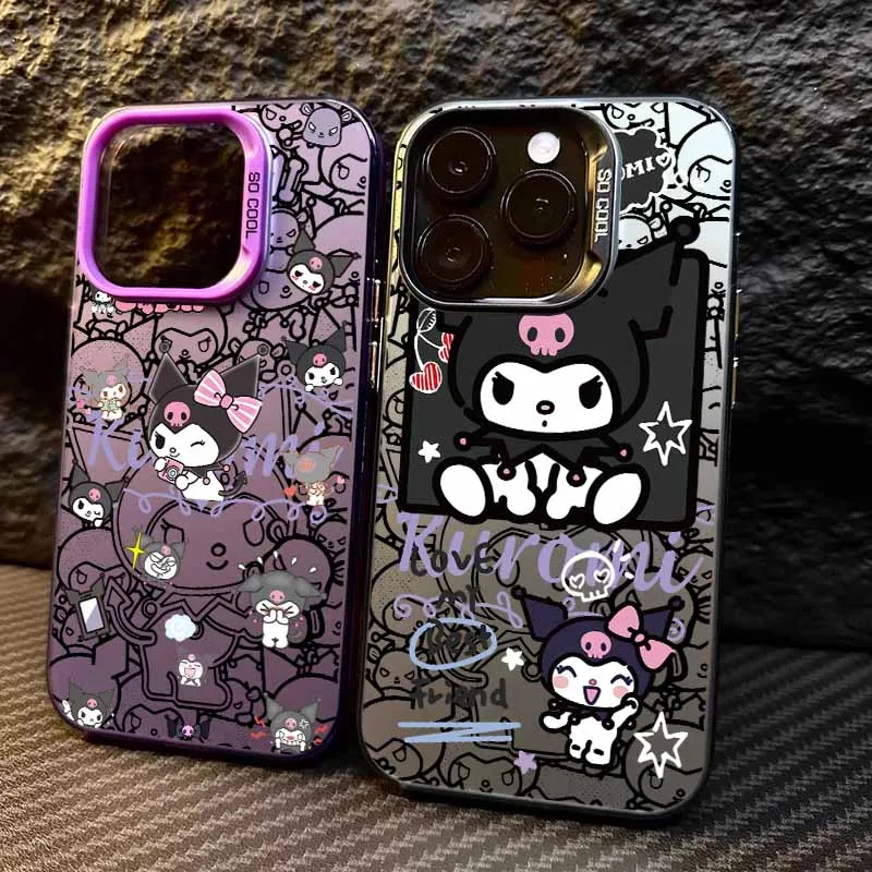 الكرتون لطيف Kuromi ل Xiaomi Poco M3 M2 M4 M5 X3 F5 X6 F6 M6 X7 F7 C31 C40 C75 C55 C65 NFC الملونة الفضة جراب هاتف