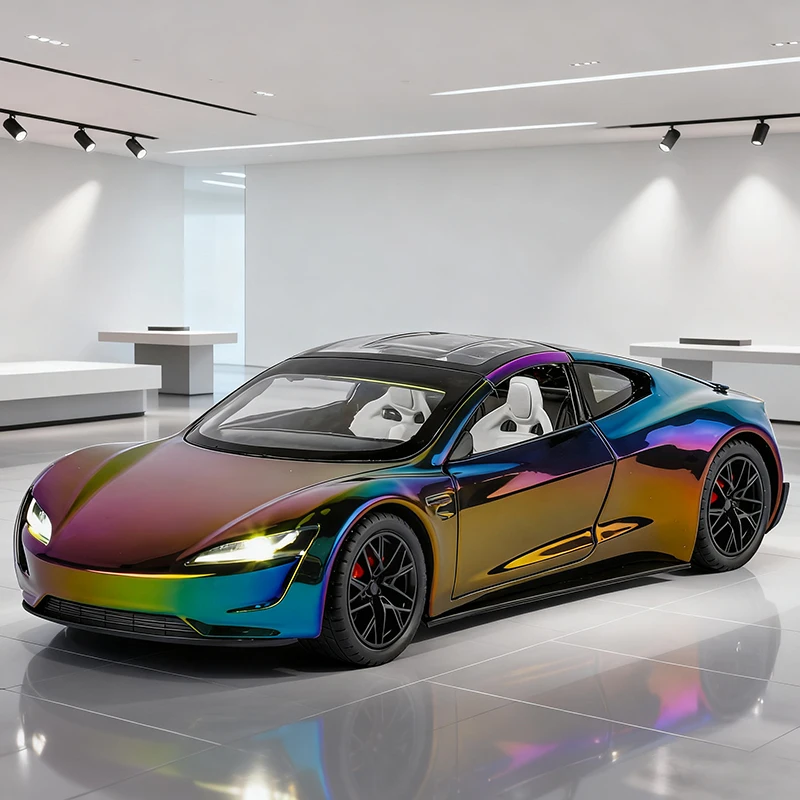 Novo 1:24 roadster supercar liga modelo de carro som e luz puxar para trás brinquedo das crianças colecionáveis presente aniversário