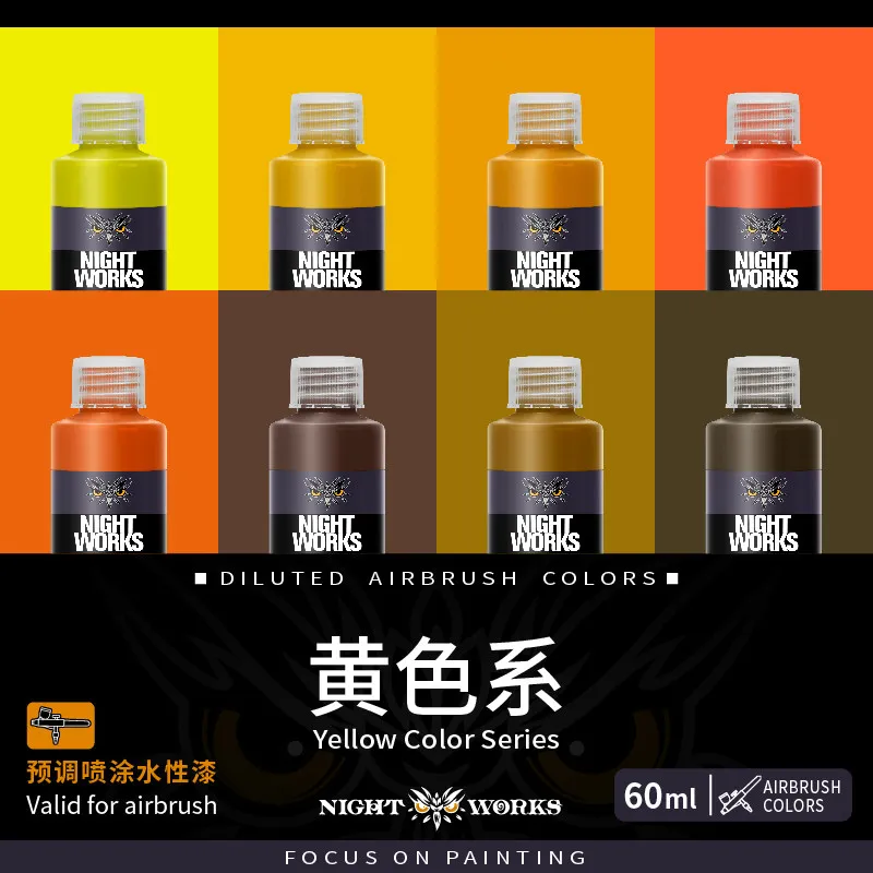 

Краска Nightclub Paint Huang Orange NightWorks NPM, предварительно смешанная, спрей, 60 мл, экстинкция, не засоряет сопло, без скопления краски