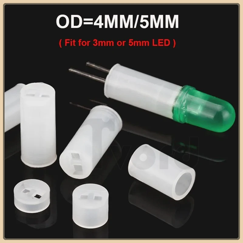100pcs Diameter 4mm 5mm Nylon PCB Board Mount LED Spacer Support Hood Length 2mm 3mm 4mm 5mm 6mm 8mm 10mm for F3 F5 LED Diodes