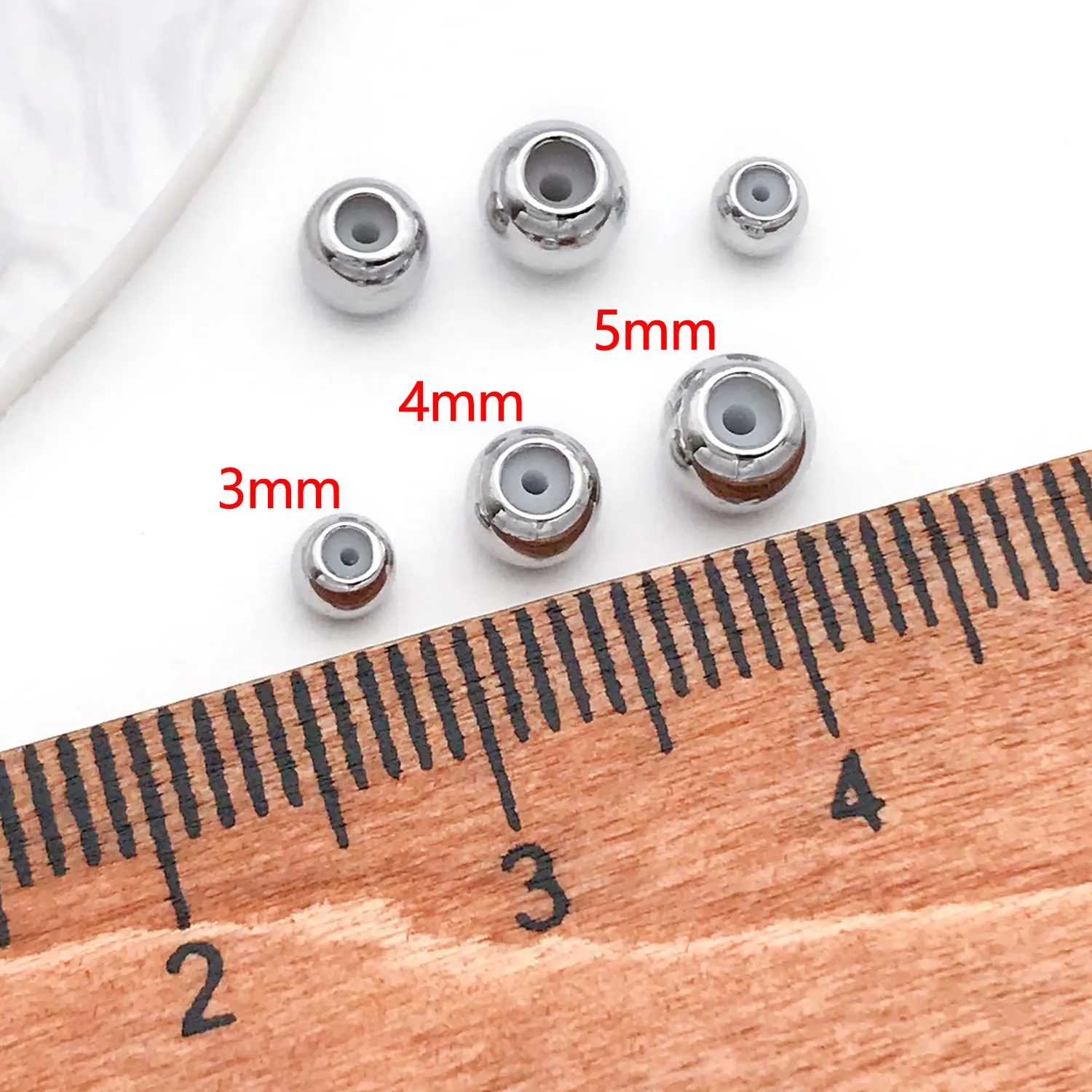 10pcs 3/4/5mm 18K 진짜 골드 도금 황동 위치 비즈, DIY 팔찌 목걸이 쥬얼리에 대 한 실리콘 구슬 액세서리 만들기 썸네일 5