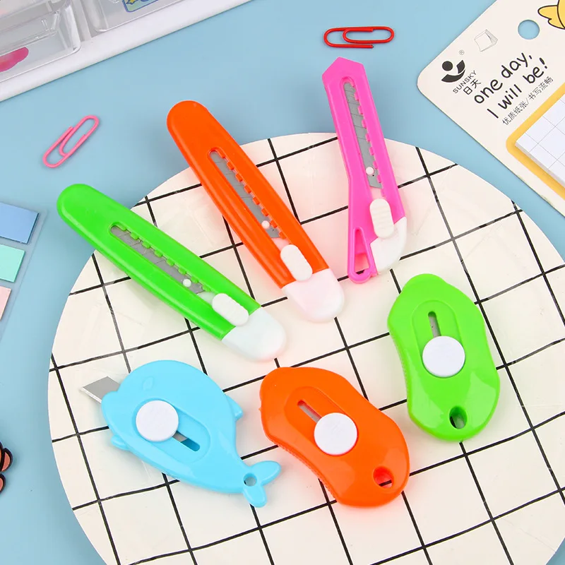 One. Mini portable art knife trumpet mini cute shape express box knife sharp. Random color