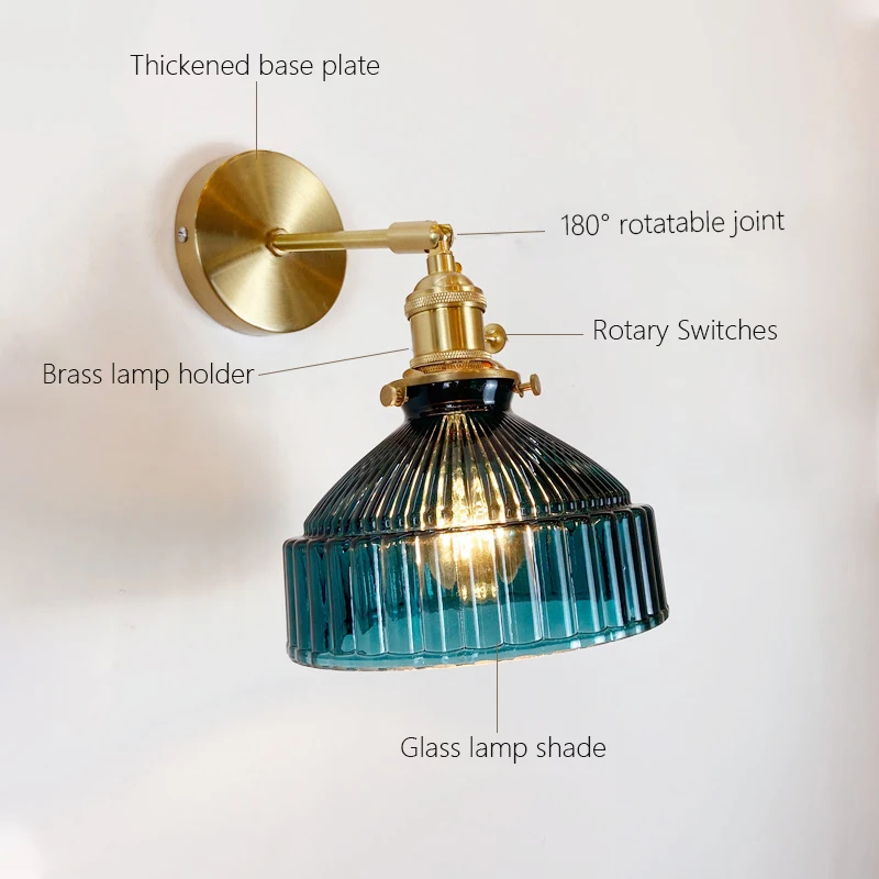 Imagem -02 - Nordic Glass Brass Wall Lamp Personalidade Corredor Corredor Luzes Arandela de Cabeceira do Quarto Decoração Interior Art Led Lighting Fixture