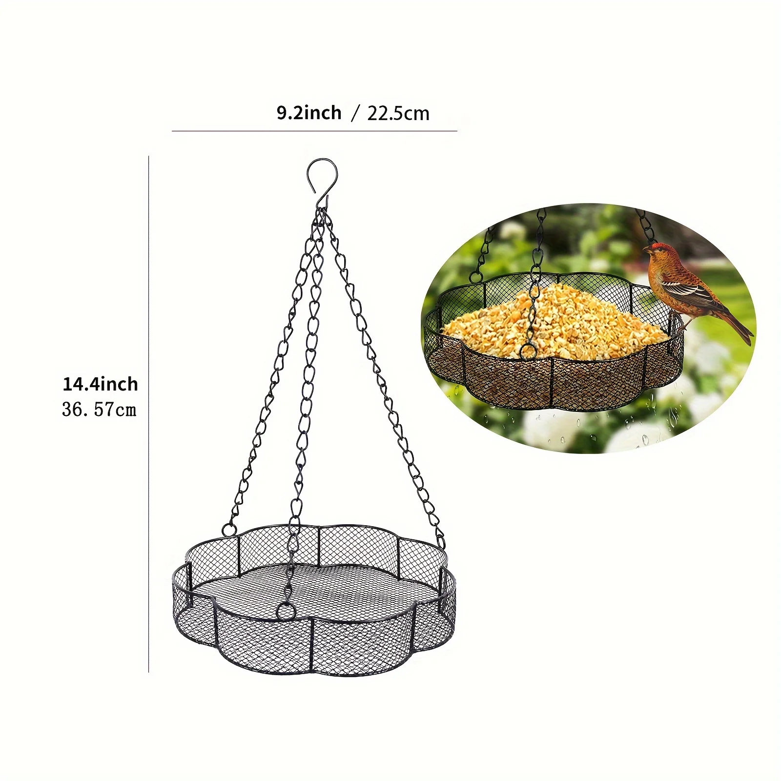 Bird Feeder Tray, Durable Iron Mesh Design, 9.2 Inch Diameter, Easy to Fill and Clean - Ideal for Outdoor Bird Feeding