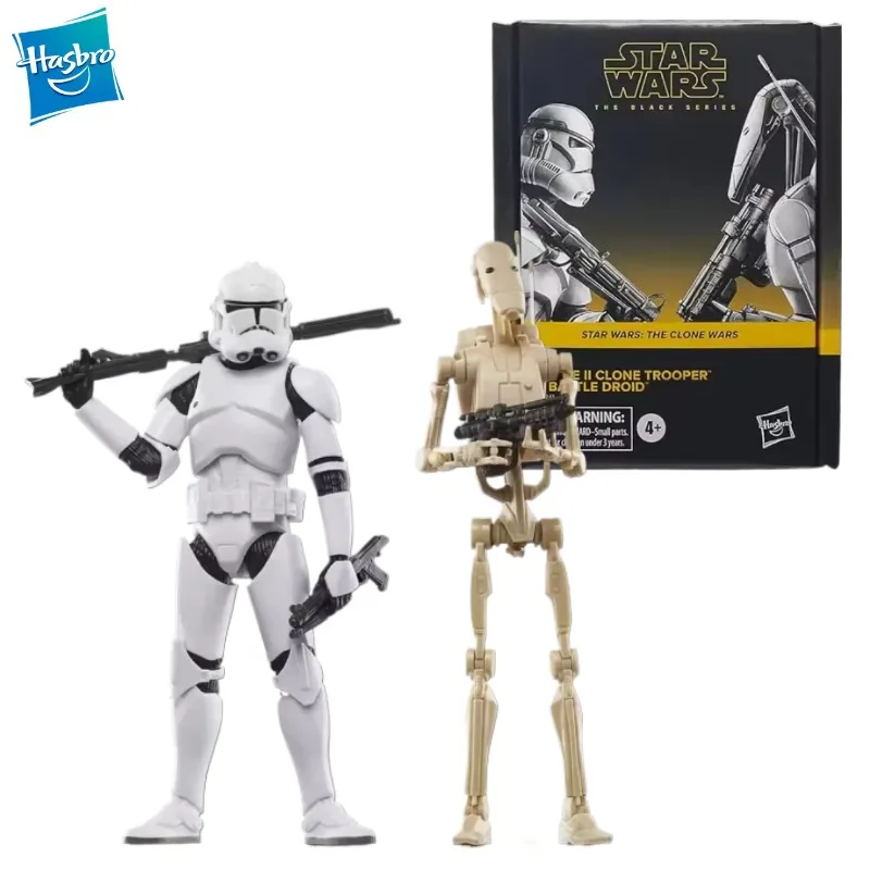 

Новый оригинальный Hasbro Star Wars The Black Series Clone Trooper & Battle Droid 15 см, коллекция экшн-фигурок, игрушки, модель, подарки