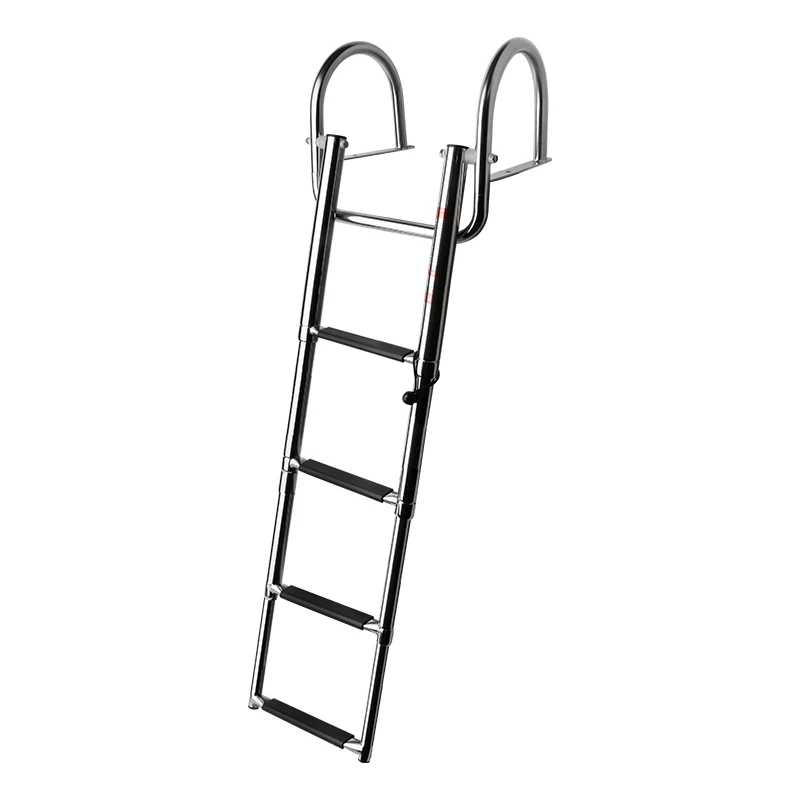 

4 Step Stainless Boat Boarding Telescoping Ladder Sliding Folding Swimming Launching Ladder With Handrail