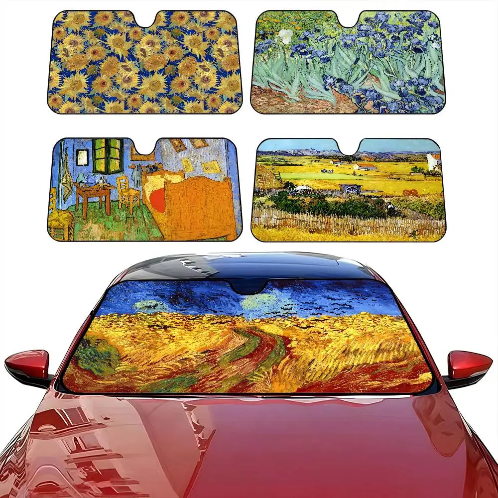 

V-Van G-Gogh Front Window Sunshade Black UV Protection Blackout Cloth Windshield Visor Auto Curtain Sunshade Gifts