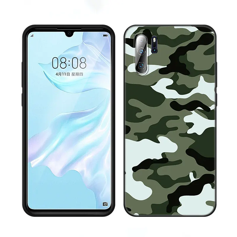 Camouflage Camo Army Phone Case For Huawei P8 P9 P10 P20 P30 P40 Lite E P50 P Smart Pro Z S 2018 2019 2020 2021 Soft Black Cover