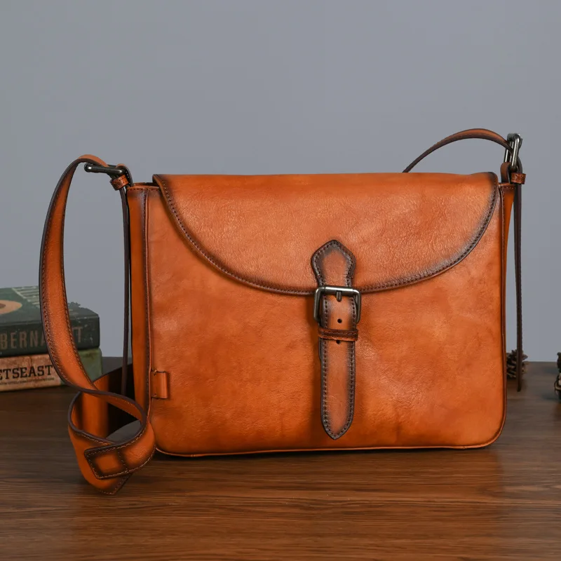 Fashion Trend Square Shoulder Bag For Men Women Luxury Real Leather Unisex Shoulder Crossbody Bags Messenger Postman Bag Handbag