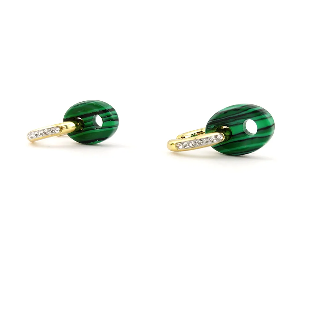 HUIDANG Huggie Earrings Woman Mariner Pop Tab Stone Small Hoop Earrings New Trending Boucles d'oreilles