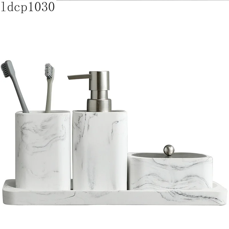 Ceramic Bathroom Supplies White Marble Brushing Cup/toothbrush Holder/storage Box Tray Home Bathroom Decoration Accessories